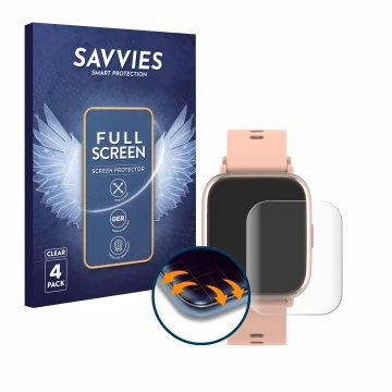 Front side of a product packaging with the brand logo Savvies. Next to it is the device Denver SW-161 shown with the correspon