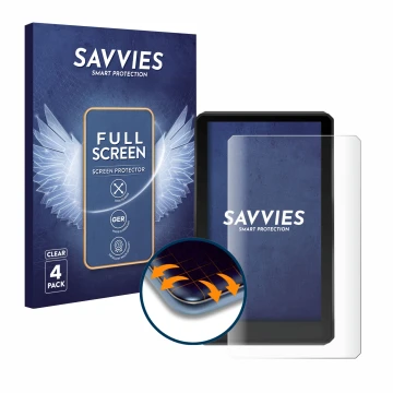 Front side of a product packaging with the brand logo Savvies. Next to it is the device Garmin zumo XT shown with the correspo