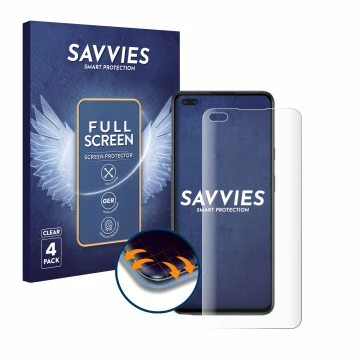 Front side of a product packaging with the brand logo Savvies. Next to it is the device OnePlus Nord shown with the correspond