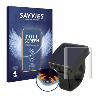 Front side of a product packaging with the brand logo Savvies. Next to it is the device Brose Allround 601874 shown with the c