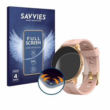 Front side of a product packaging with the brand logo Savvies. Next to it is the device AGPtek LW11 shown with the correspondi