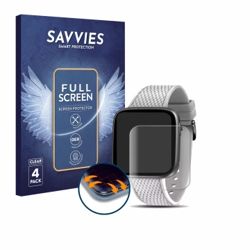 Front side of a product packaging with the brand logo Savvies. Next to it is the device Morellato M-01 shown with the correspo