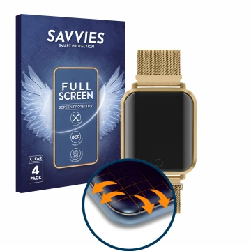 Front side of a product packaging with the brand logo Savvies. Next to it is the device Reflex Active Series 6 shown with the 