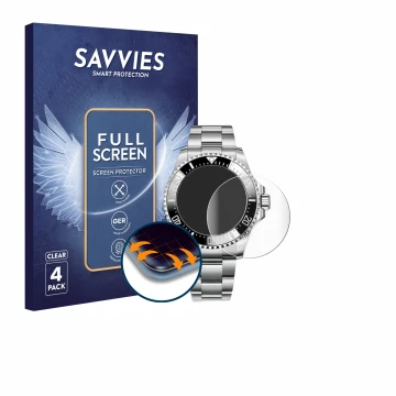 Front side of a product packaging with the brand logo Savvies. Next to it is the device Rolex Sea-Dweller Deepsea (44 mm) show