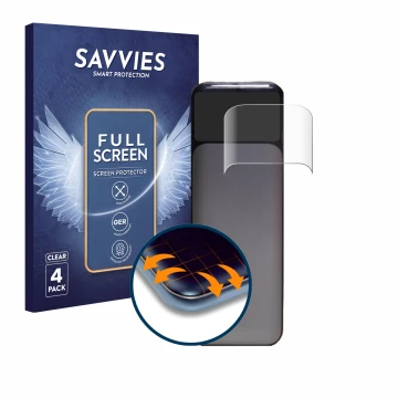 Front side of a product packaging with the brand logo Savvies. Next to it is the device Anker Powerbank 737 shown with the cor