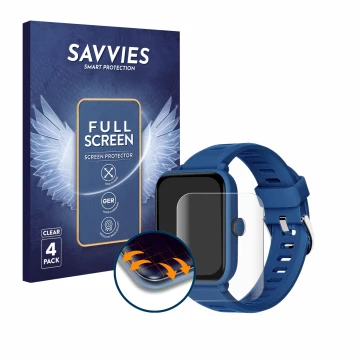 Front side of a product packaging with the brand logo Savvies. Next to it is the device Biggerfive BW01 1.5