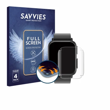 Front side of a product packaging with the brand logo Savvies. Next to it is the device Kardena Care Plus 2 shown with the cor