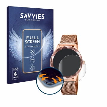 Front side of a product packaging with the brand logo Savvies. Next to it is the device Lotus SMARTIME 50036/1 shown with the 