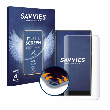 Front side of a product packaging with the brand logo Savvies. Next to it is the device innioasis G1-80G shown with the corres