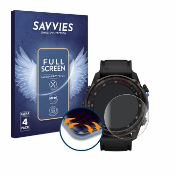 Front side of a product packaging with the brand logo Savvies. Next to it is the device Garmin Descent Mk3i (51 mm) shown with