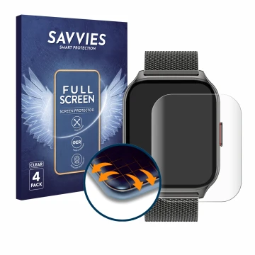 Front side of a product packaging with the brand logo Savvies. Next to it is the device Popglory P95 2