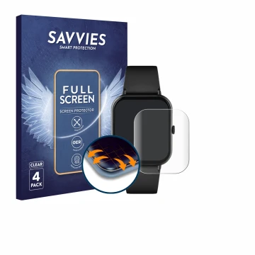 Front side of a product packaging with the brand logo Savvies. Next to it is the device Reflex Active Series 17 shown with the