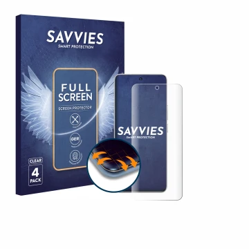 Front side of a product packaging with the brand logo Savvies. Next to it is the device Honor 200 shown with the corresponding