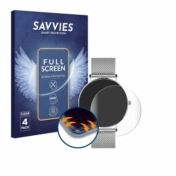 Front side of a product packaging with the brand logo Savvies. Next to it is the device Watcho Ultra Pro shown with the corres