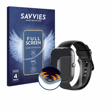 Front side of a product packaging with the brand logo Savvies. Next to it is the device Uaue T60 1.91