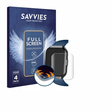 Front side of a product packaging with the brand logo Savvies. Next to it is the device QCOQ P98 1.96