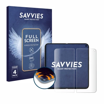 Front side of a product packaging with the brand logo Savvies. Next to it is the device Google Pixel 9 Pro Fold (Inner display