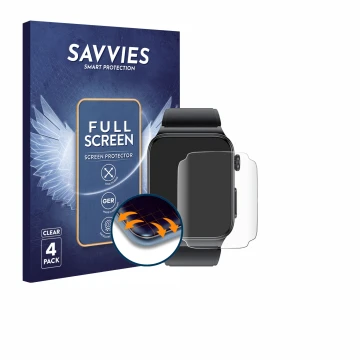 Front side of a product packaging with the brand logo Savvies. Next to it is the device andoer Smartwatch 1.85