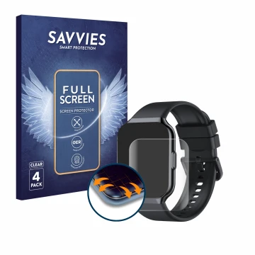 Front side of a product packaging with the brand logo Savvies. Next to it is the device CASCHO P98 1.96