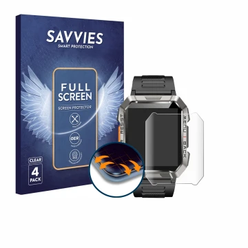Front side of a product packaging with the brand logo Savvies. Next to it is the device Baolubao W60 shown with the correspond