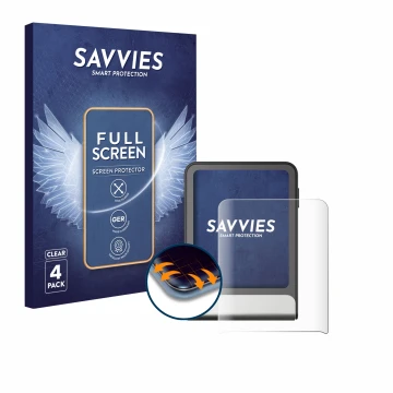 Front side of a product packaging with the brand logo Savvies. Next to it is the device Ledger Flex shown with the correspondi