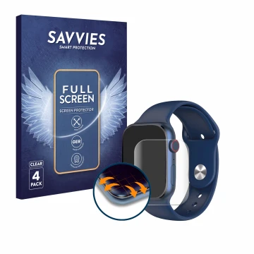 Front side of a product packaging with the brand logo Savvies. Next to it is the device KSIX Urban 4 shown with the correspond