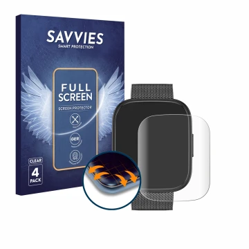Front side of a product packaging with the brand logo Savvies. Next to it is the device Levowatch Doitx 3 shown with the corre