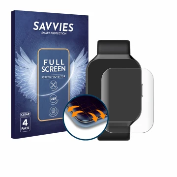 Front side of a product packaging with the brand logo Savvies. Next to it is the device HOIFA P98 1.96