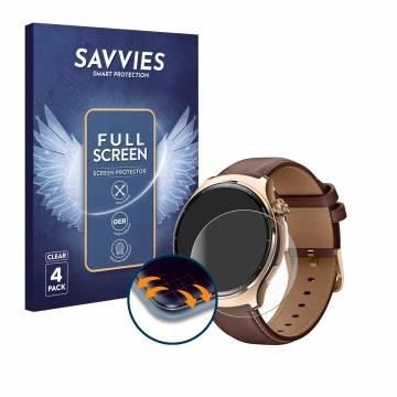 Front side of a product packaging with the brand logo Savvies. Next to it is the device Xiaomi Mibro Lite 3 Pro shown with the