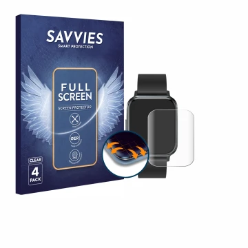 Front side of a product packaging with the brand logo Savvies. Next to it is the device Braidol Smartwatch 1.83