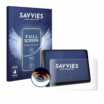 Front side of a product packaging with the brand logo Savvies. Next to it is the device Carpuride W502BS 5