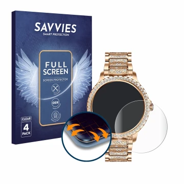Front side of a product packaging with the brand logo Savvies. Next to it is the device LIGE BW1845A-CC 1.32