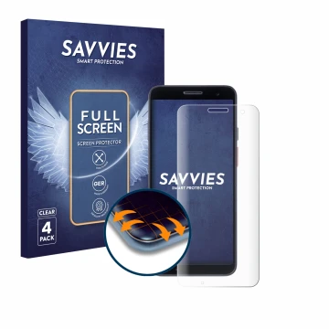 Front side of a product packaging with the brand logo Savvies. Next to it is the device Honeywell CT37 shown with the correspo