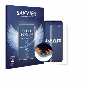 Front side of a product packaging with the brand logo Savvies. Next to it is the device ZTE Nubia Neo shown with the correspon