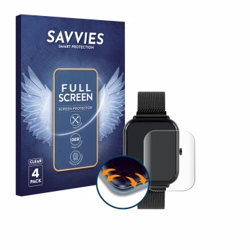 Front side of a product packaging with the brand logo Savvies. Next to it is the device Reflex Active Series 44 shown with the