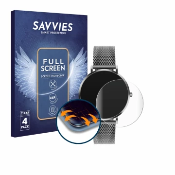 Front side of a product packaging with the brand logo Savvies. Next to it is the device Pireware Amory 5 shown with the corres
