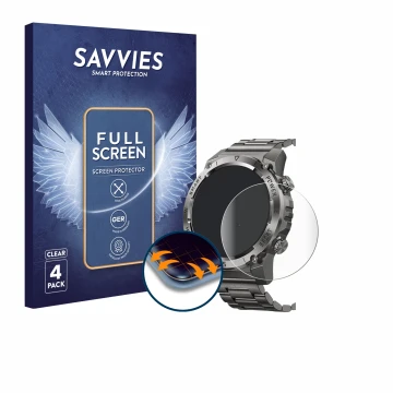 Front side of a product packaging with the brand logo Savvies. Next to it is the device Naixues 55G 1.46