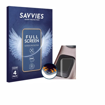 Front side of a product packaging with the brand logo Savvies. Next to it is the device Specialized Turbo Levo 4 shown with th