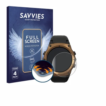 Front side of a product packaging with the brand logo Savvies. Next to it is the device Shearwater Teric dive computer shown w
