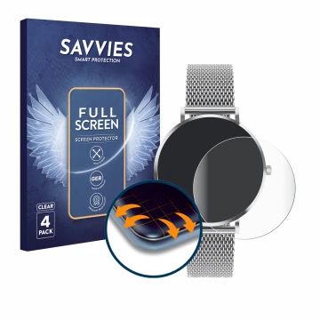 Front side of a product packaging with the brand logo Savvies. Next to it is the device Pireware Amory 5 Mini shown with the c