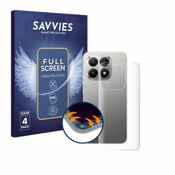 Front side of a product packaging with the brand logo Savvies. Next to it is the device Xiaomi 15T (Back) shown with the corre