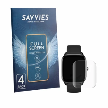 Front side of a product packaging with the brand logo Savvies. Next to it is the device Sector Smartwatch S-07 shown with the 