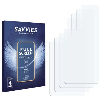 Front side of a product packaging with the brand logo Savvies. Next to it is the corresponding screen protector.