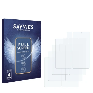 Front side of a product packaging with the brand logo Savvies. Next to it is the corresponding screen protector.