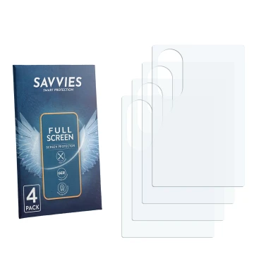 Front side of a product packaging with the brand logo Savvies. Next to it is the corresponding screen protector.