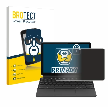 Front side of a product packaging with the brand logo BROTECT. Next to it is the device Lenovo IdeaPad Duet Chromebook 10.1