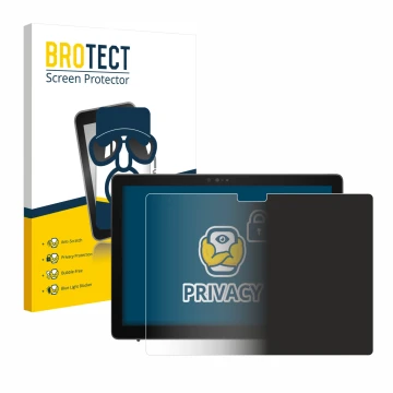 Front side of a product packaging with the brand logo BROTECT. Next to it is the device Dell Latitude 7210 2-in-1 shown with t