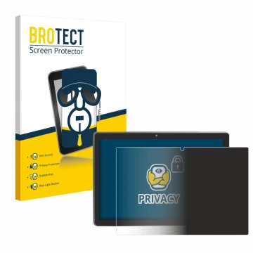 Front side of a product packaging with the brand logo BROTECT. Next to it is the device Majestic Tab-912 4G shown with the cor