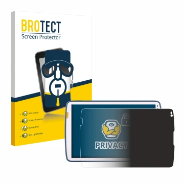 Front side of a product packaging with the brand logo BROTECT. Next to it is the device Zebra ET45 10.1