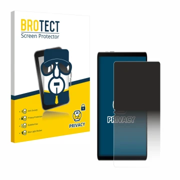 Front side of a product packaging with the brand logo BROTECT. Next to it is the device Samsung Galaxy Tab S9 FE shown with th